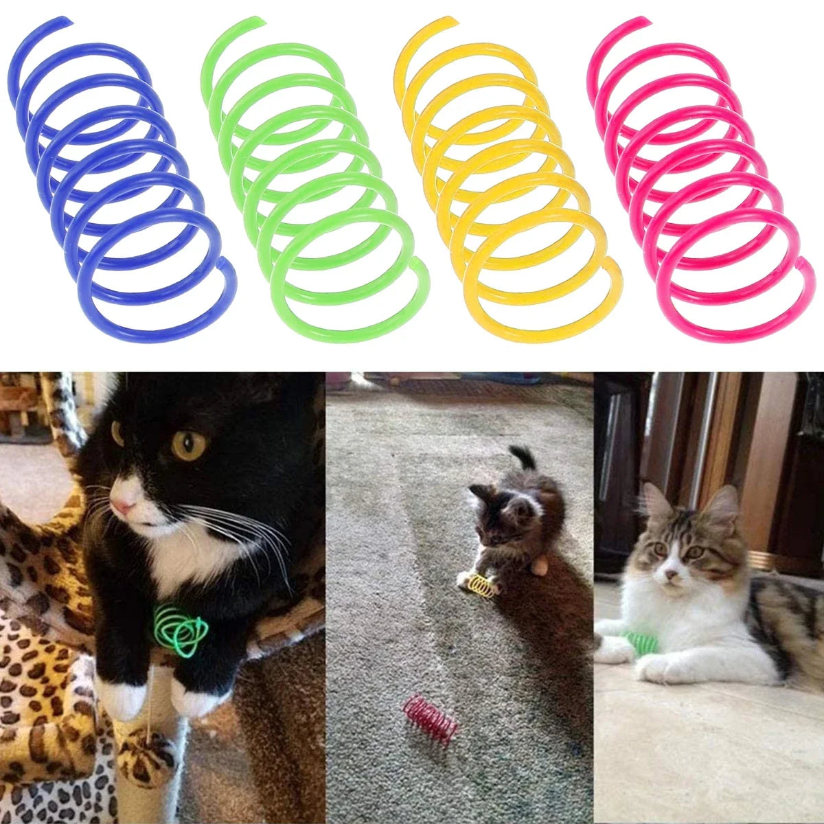Colorful Cat Spring Toys Interactive Coil Set