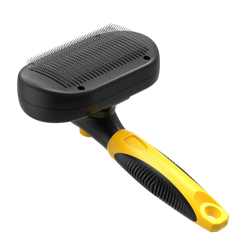 Self-Cleaning Pet Grooming Brush with Anti-Slip Handle
