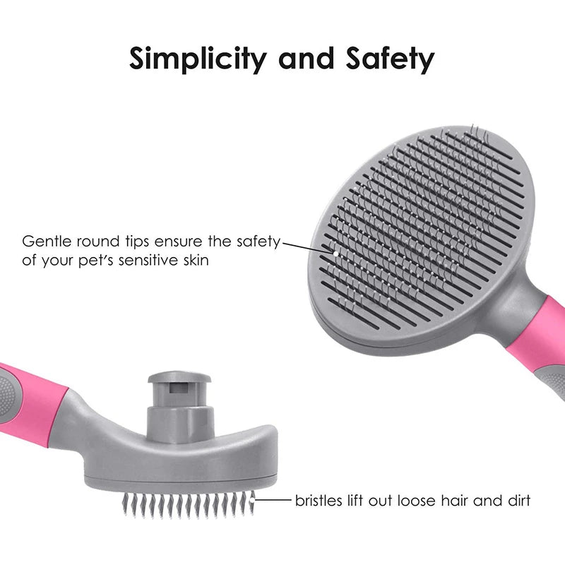 Self-Cleaning Slicker Pet Grooming Brush Anti-Slip
