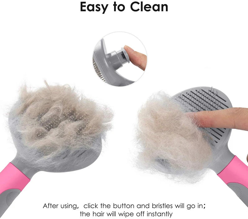 Self-Cleaning Slicker Pet Grooming Brush Anti-Slip