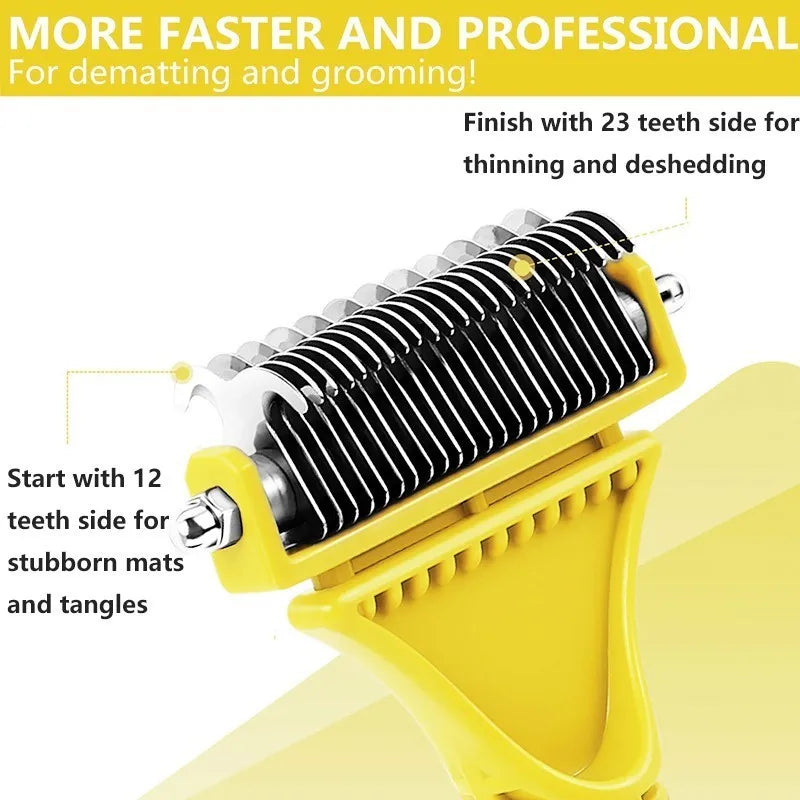 Two-Sided Pet Dematting Undercoat Rake Comb Professional