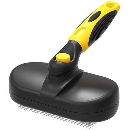 Self-Cleaning Pet Grooming Brush with Anti-Slip Handle