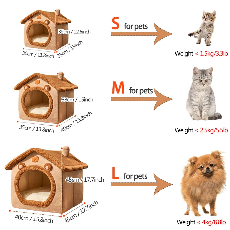 Foldable Washable Pet House for Cats and Puppies