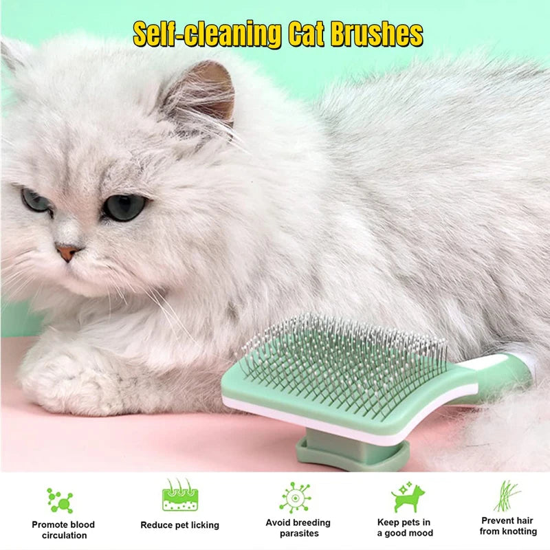 Self-Cleaning Pet Grooming Brush for Long Short Hair