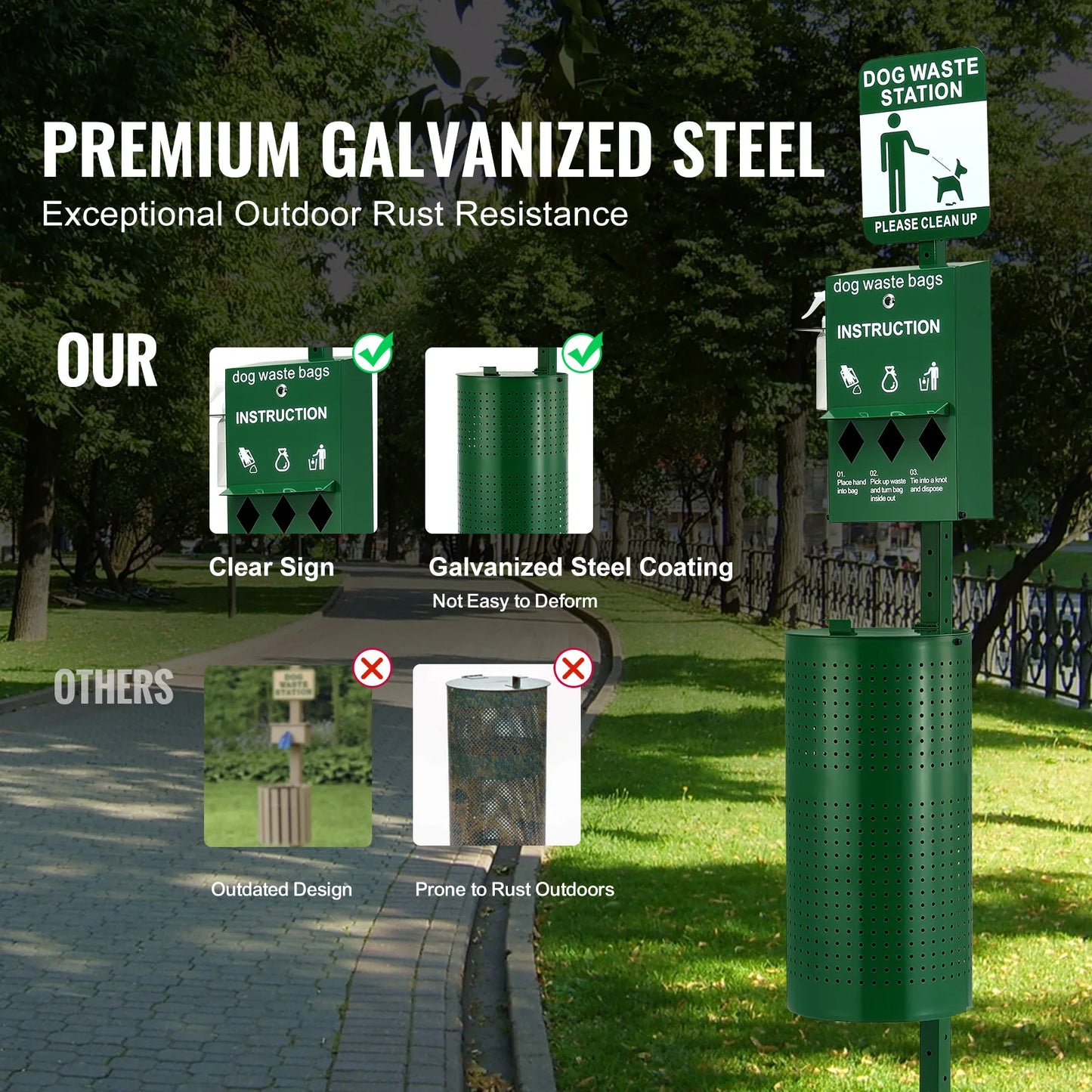Dog Waste Station with Bag Dispenser System