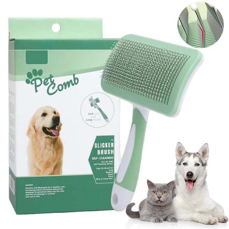 Self-Cleaning Pet Grooming Brush for Long Short Hair