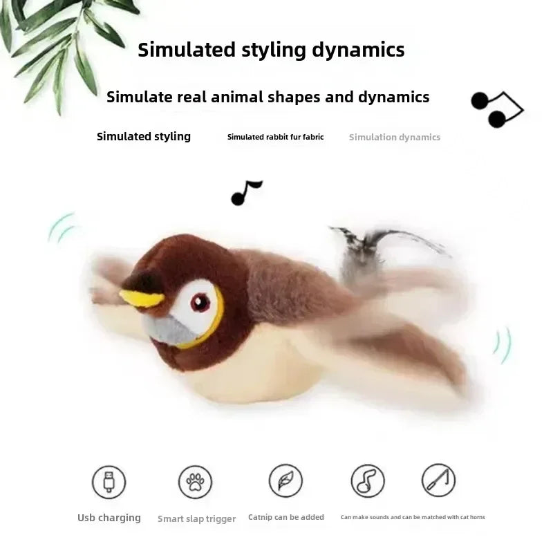 Electric Catnip Pat Bird Interactive Rechargeable Cat Toy
