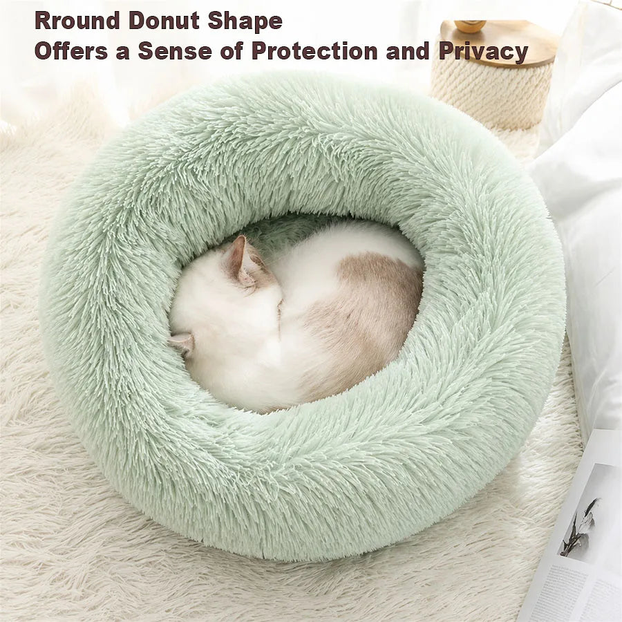 Soft Plush Donut Pet Bed for Dogs Cats