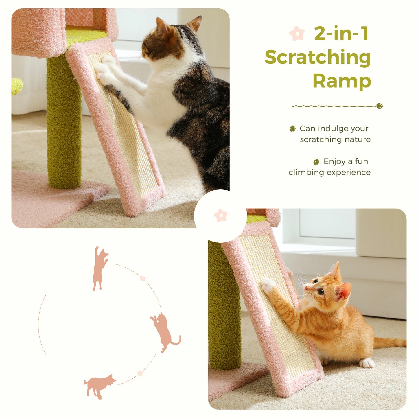 Flower Multi-Level Cat Tree with Sisal Scratching Posts