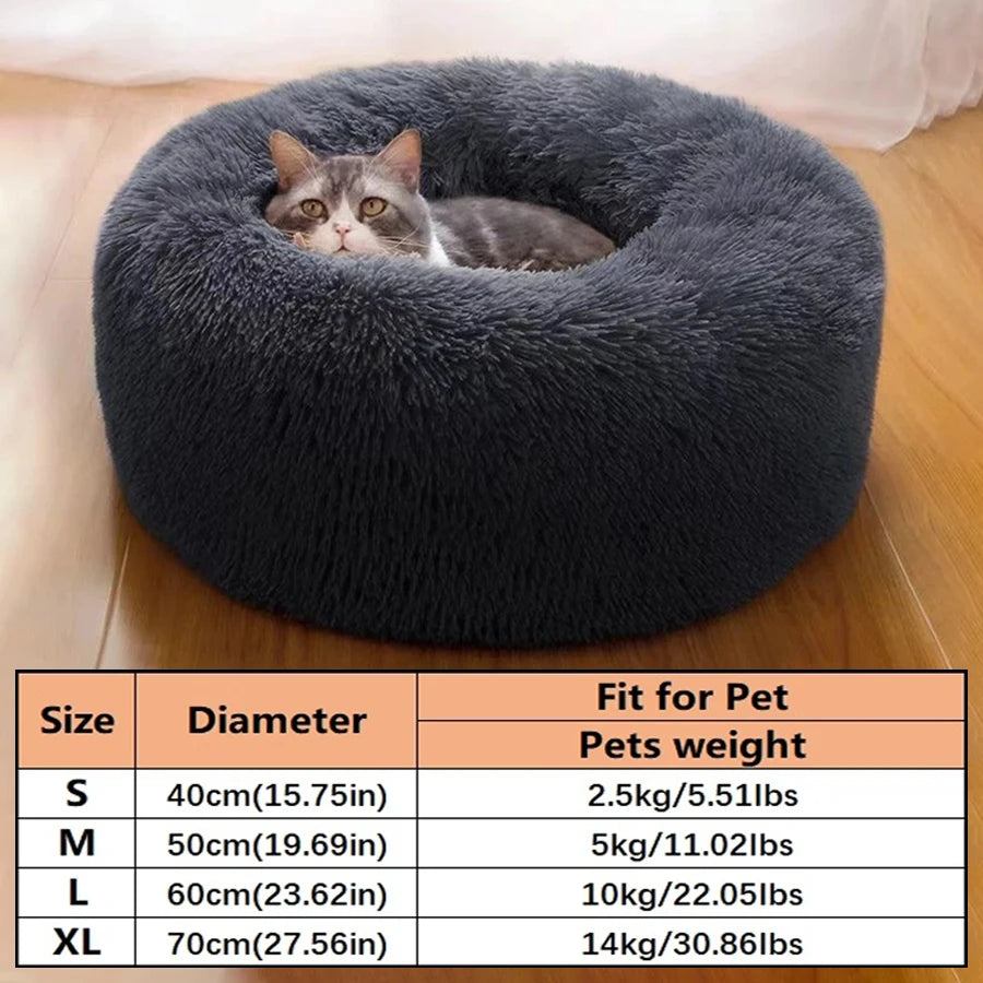 Soft Plush Donut Pet Bed for Dogs Cats