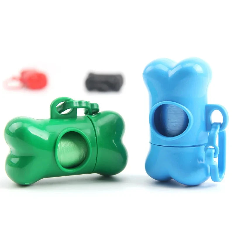 Bone-Shaped Portable Dog Waste Bag Holder with Bags