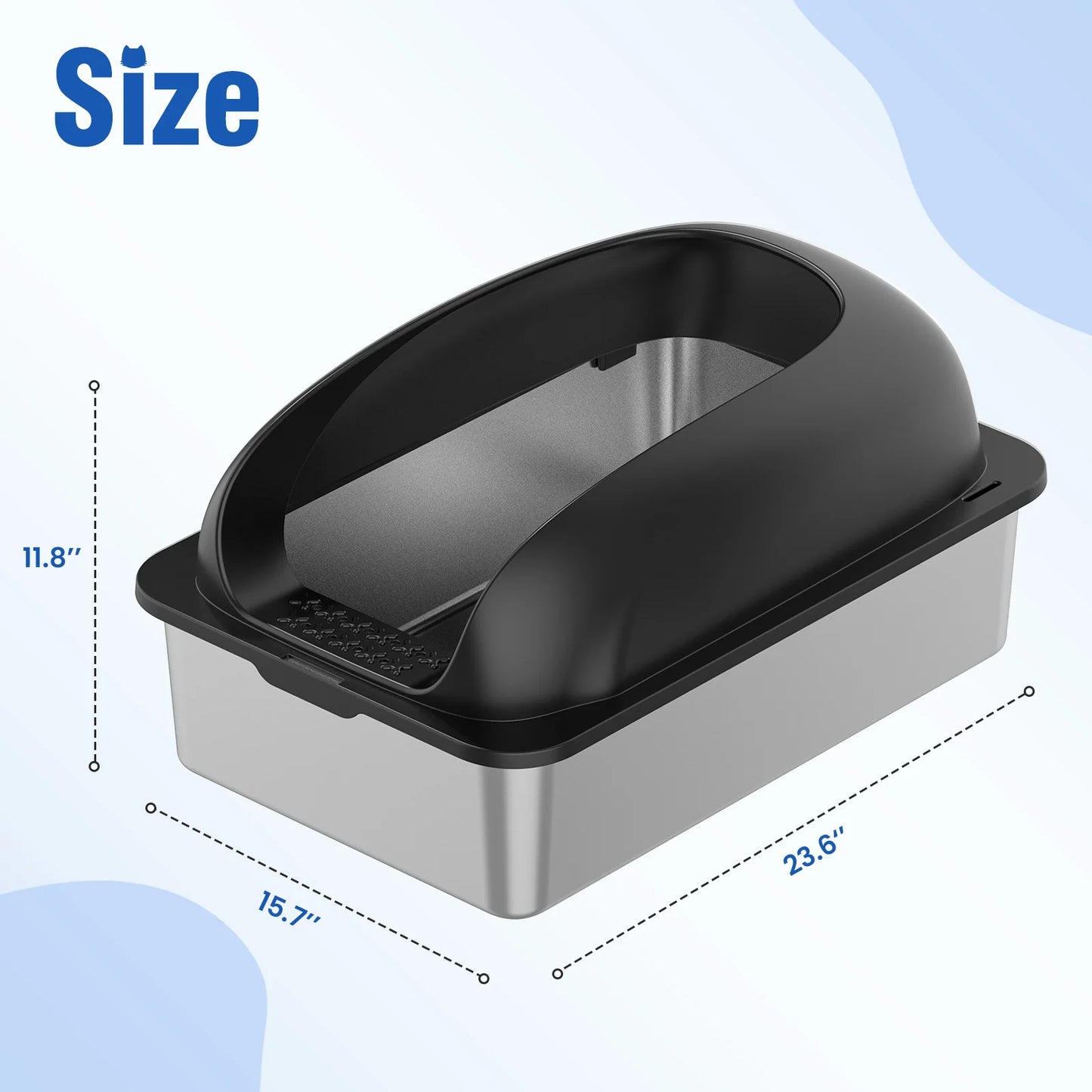 24-Inch Stainless Steel Cat Litter Box with Lid