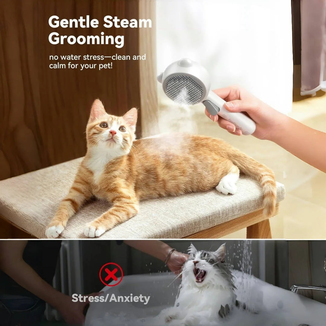 Steam Cat Brush Pro Rechargeable Self-Cleaning Grooming Tool