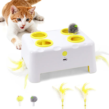 3-Mode Rechargeable Interactive Cat Toy with Feathers