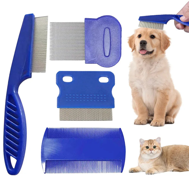 4-Pack Stainless Steel Flea Lice Pet Grooming Combs