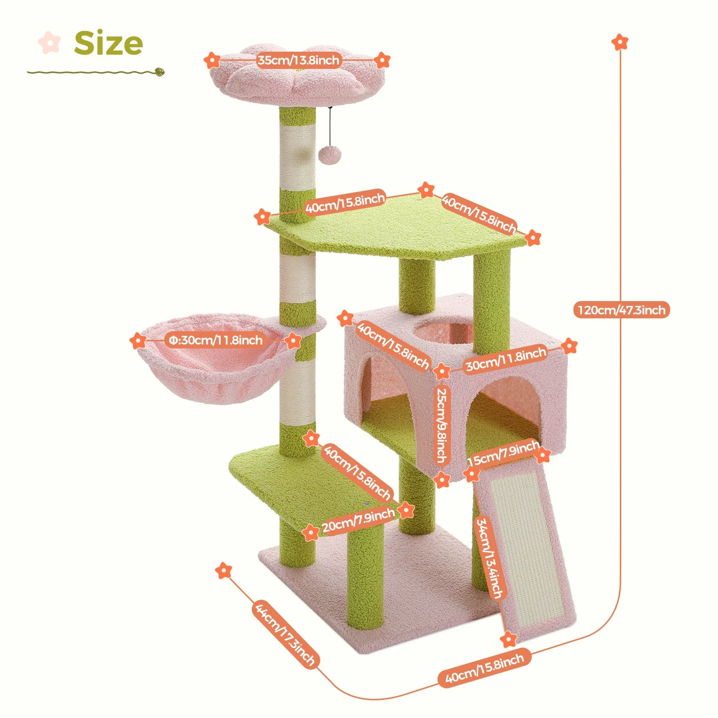 Flower Multi-Level Cat Tree with Sisal Scratching Posts