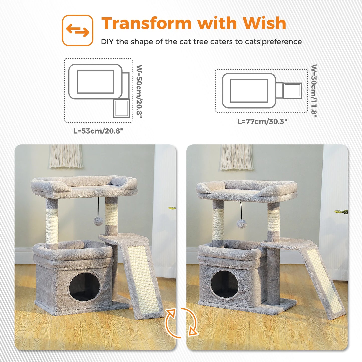 27-Inch Safe Cat Tree with Condo and Perch