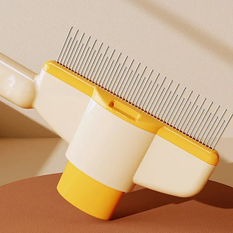 Self-Cleaning Pet Grooming Brush with One-Button Hair Removal