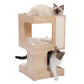 Wood Cat Condo House Bed with Removable Soft Mats Modern Cat Tree Tower with Scratching Pad Cat Scratcher Furniture Kitten Toys