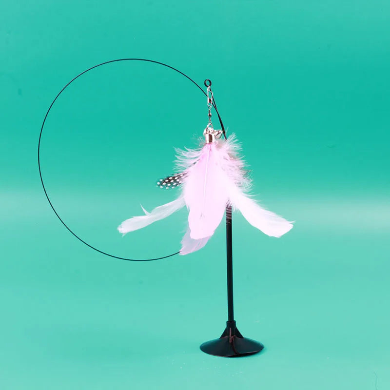 Colorful Feather Bell Sucker Cat Teaser Wand Toy