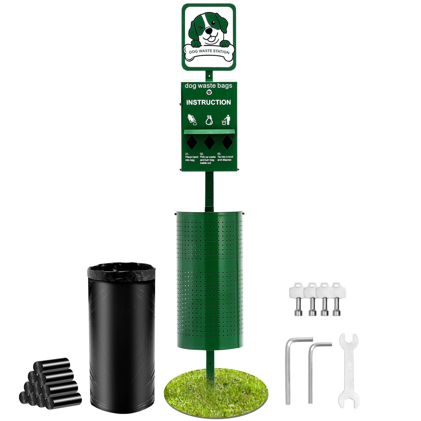Dog Waste Station with Bag Dispenser System
