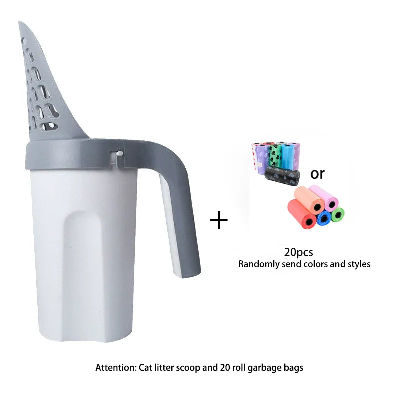 Integrated Cat Litter Scoop with Portable Waste Bin