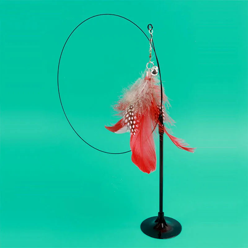 Colorful Feather Bell Sucker Cat Teaser Wand Toy