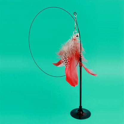 Colorful Feather Bell Sucker Cat Teaser Wand Toy