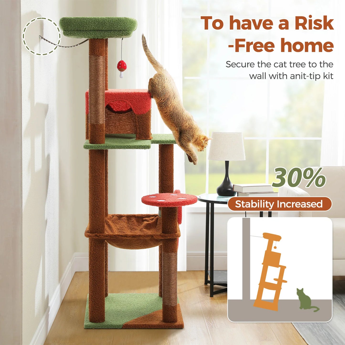 Multi-Level Cat Tree with Hammock and Scratching Posts