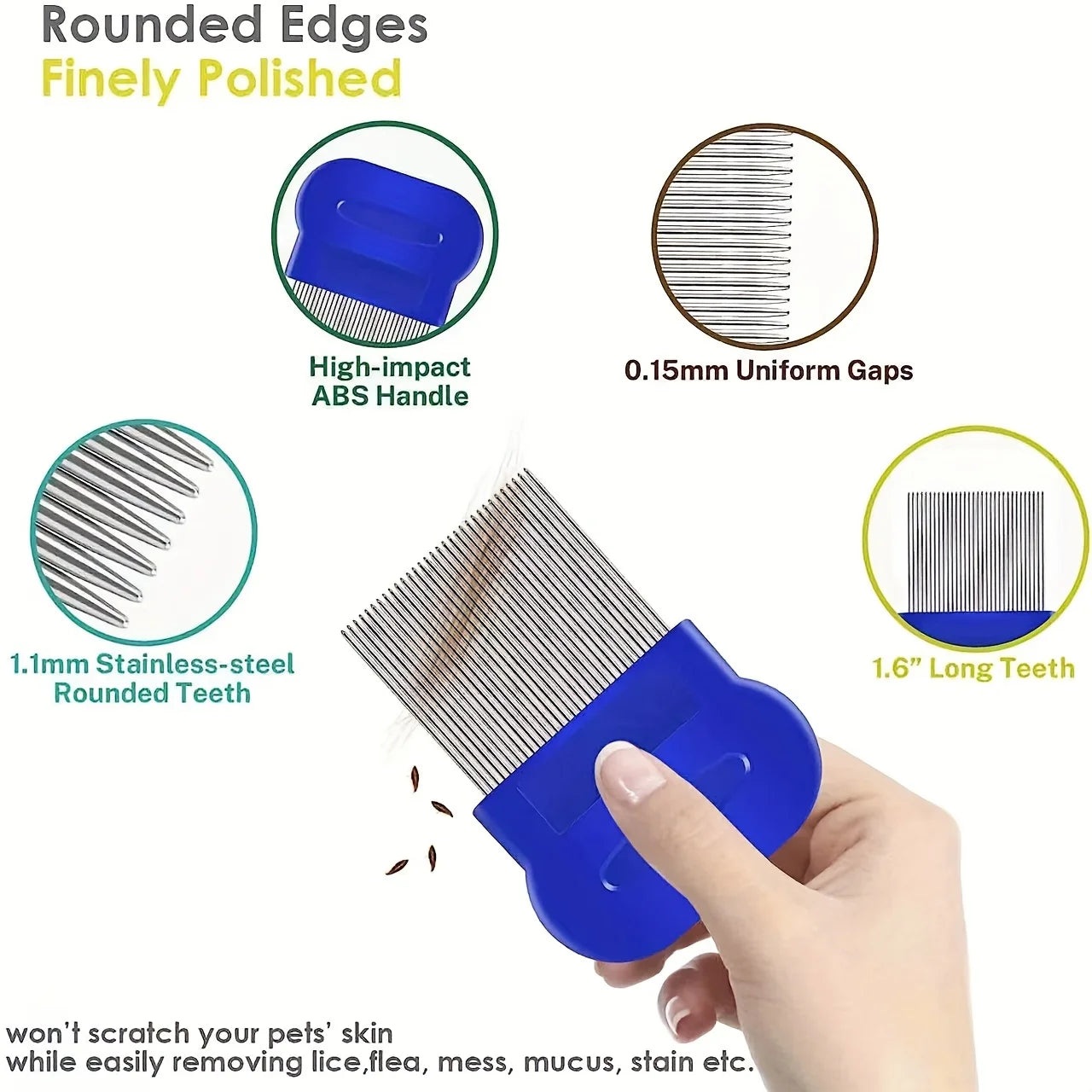 4-Pack Stainless Steel Flea Lice Pet Grooming Combs