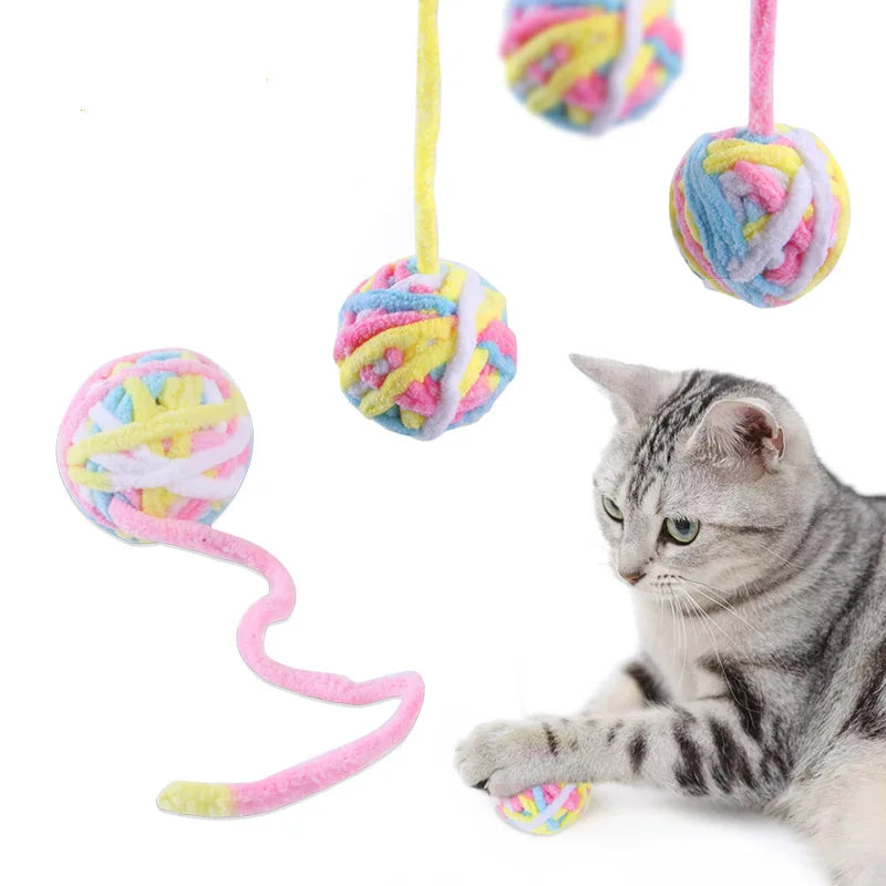 Colorful Yarn Ball Cat Toys with Bell Sounds