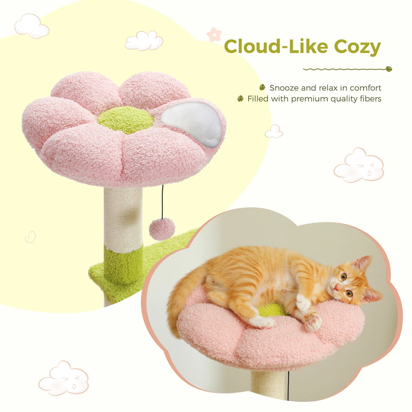 Flower Multi-Level Cat Tree with Sisal Scratching Posts