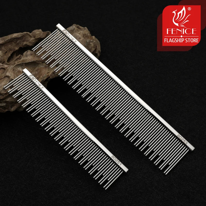 Fenice Professional Stainless Steel Pet Grooming Comb Anti-Corrosion