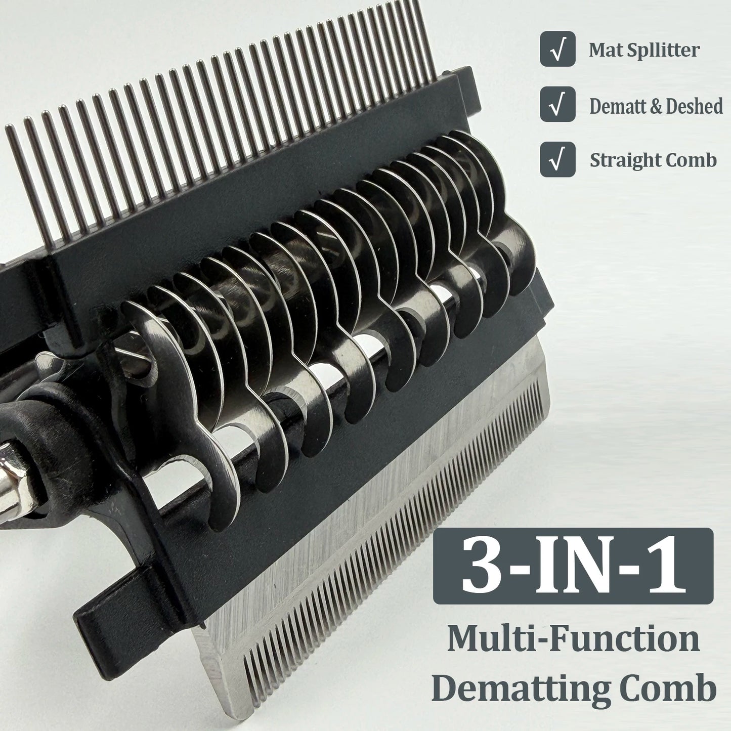 3-in-1 Pet Grooming Brush with Stainless Steel Teeth