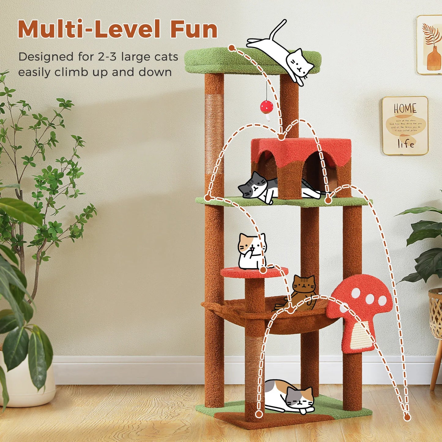 Multi-Level Cat Tree with Hammock and Scratching Posts