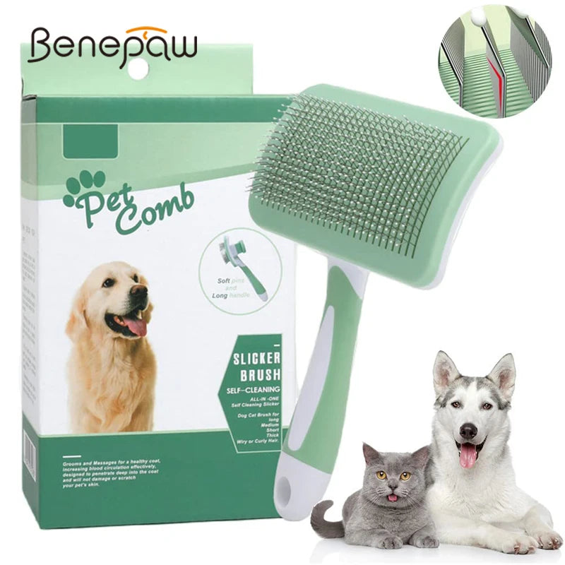 Self-Cleaning Pet Grooming Brush for Long Short Hair