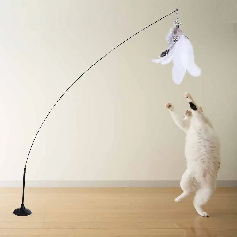 Colorful Feather Bell Sucker Cat Teaser Wand Toy