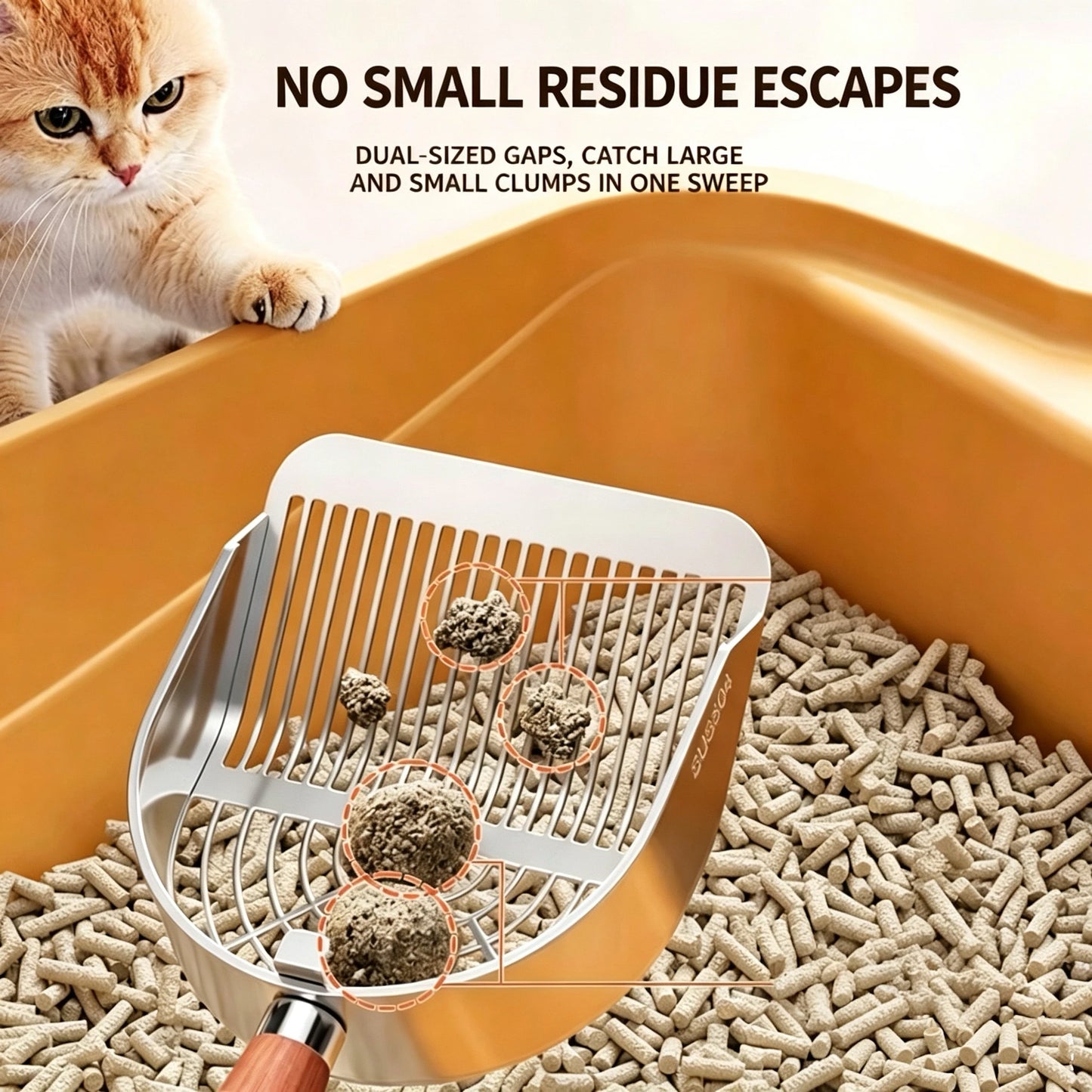 Stainless Steel Cat Litter Shovel with Long Handle