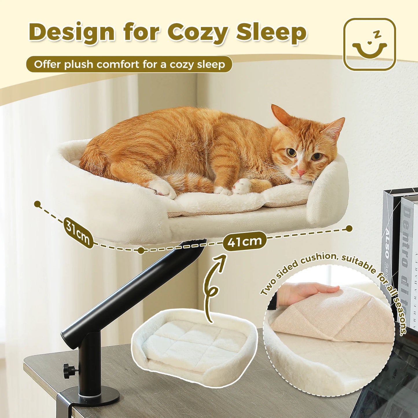 360° Rotatable Cat Desk Bed with Adjustable Stand