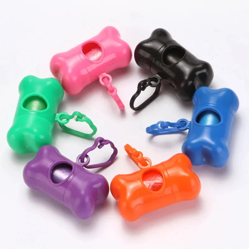 Bone-Shaped Portable Dog Waste Bag Holder with Bags