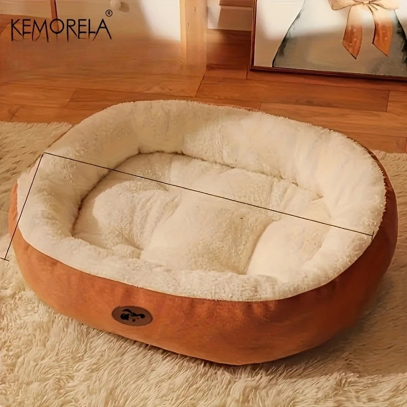 Cozy Oval Plush Pet Bed for Cats Dogs