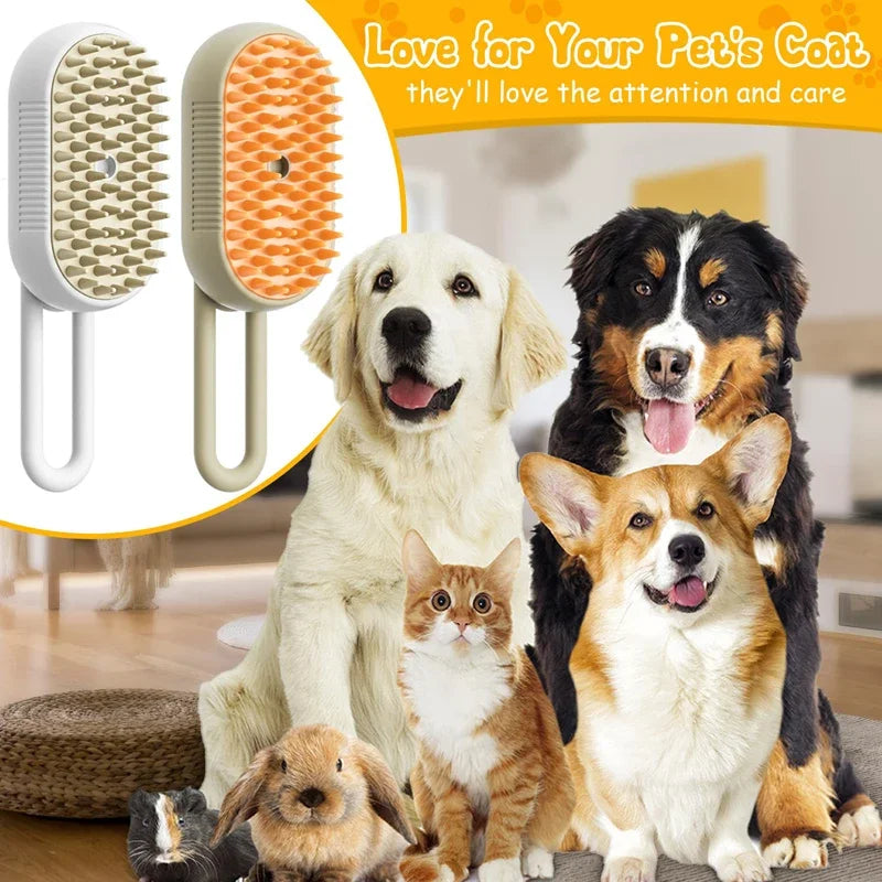 Pet Steam Brush Cat Dog Cleaning Steamy Spray Massage Beauty Comb 3 in 1 Hair Removal Grooming Supplies Pets Accessories
