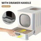 Large Enclosed Cat Litter Box with Drawer Scoop