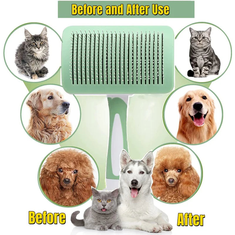 Self-Cleaning Pet Grooming Brush for Long Short Hair