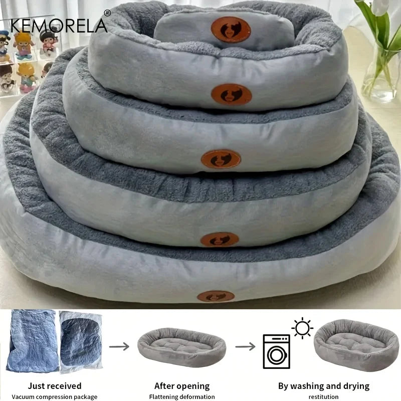 Cozy Oval Plush Pet Bed for Cats Dogs