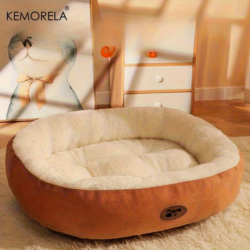 Cozy Oval Plush Pet Bed for Cats Dogs