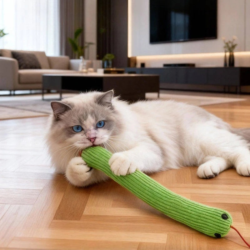 Cat Toy Snake Interactive Kitten Chew Toys Pet Cat Plush Toy Bite-resistant Teeth Cleaning Cat Sound Toy