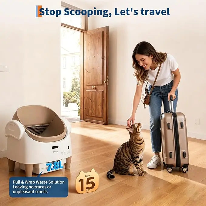 Automatic Self-Cleaning Cat Litter Box with App Control