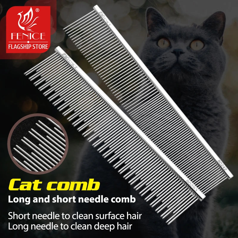 Fenice Professional Stainless Steel Pet Grooming Comb Anti-Corrosion