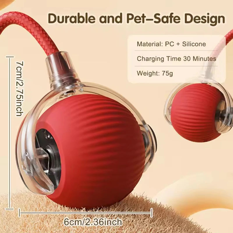Smart Automatic Cat Ball Toy with Rope Features